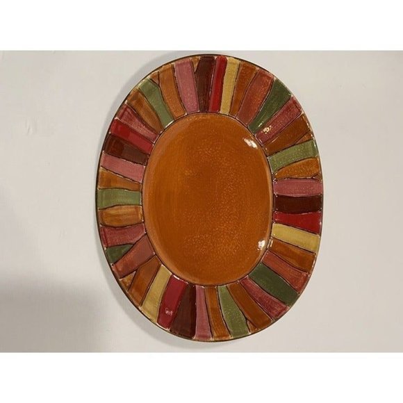 Pier 1 Wavy Stripe Bowl Soup Cereal Multicolor Stripes Embossed 9” X 8” 1 Bowl - Picture 1 of 9